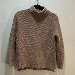Marine Layer Chunky Knit Turtleneck Sweater Womens Size M Taupe Pullover